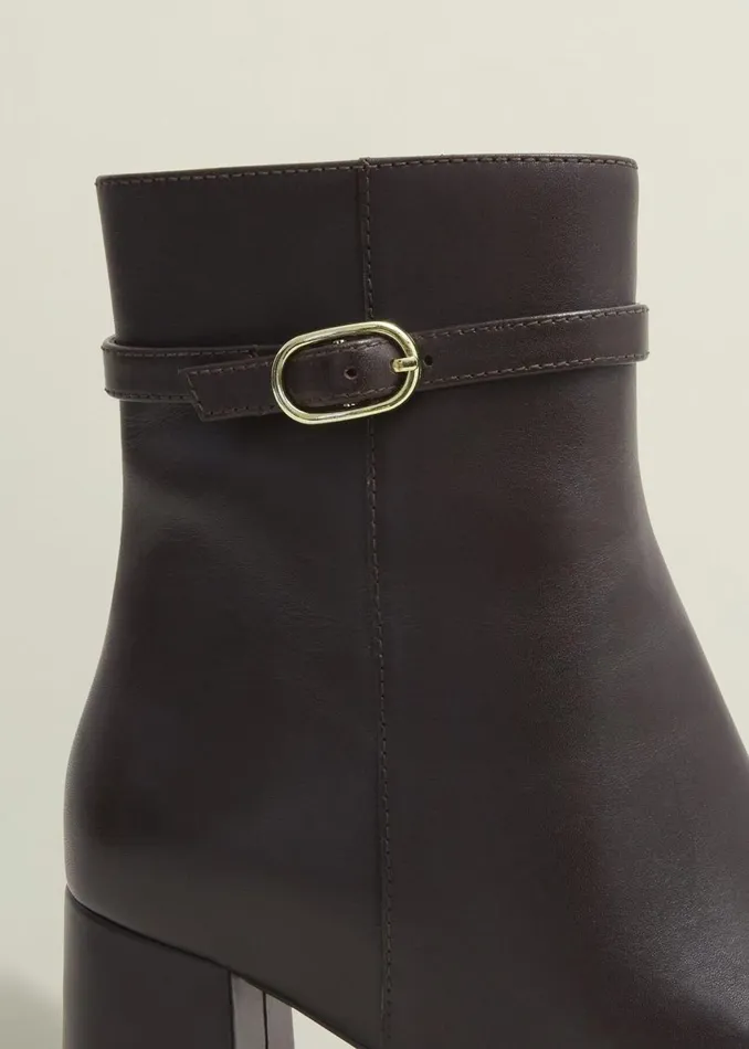 Boots Women HOBBS Gabriella Leather Ankle Boots Chocolate Brown