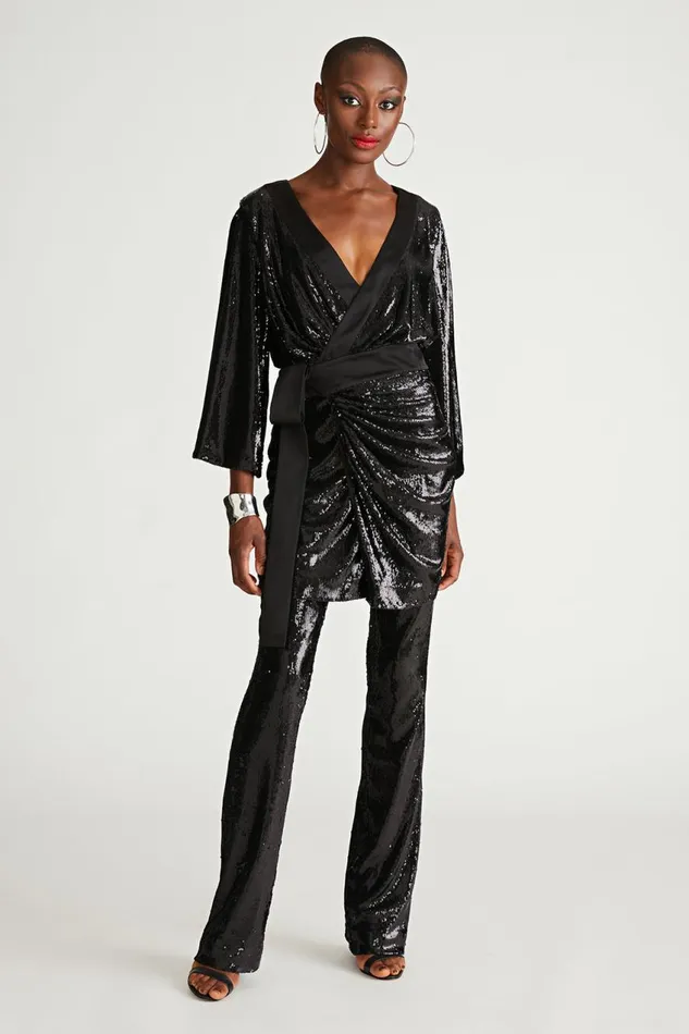 Bottoms Women Halston Davon Pant In Sequin Black