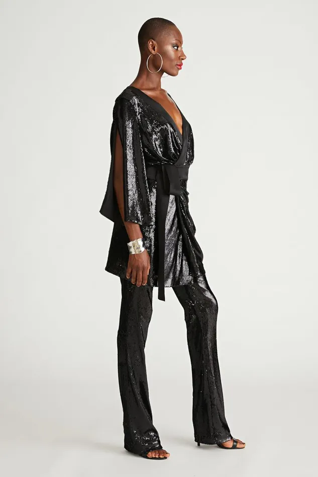 Bottoms Women Halston Davon Pant In Sequin Black