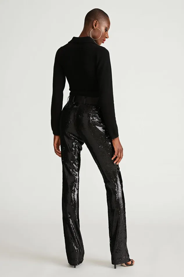 Bottoms Women Halston Davon Pant In Sequin Black