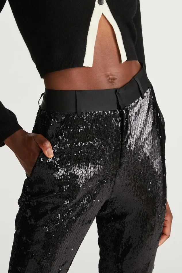 Bottoms Women Halston Davon Pant In Sequin Black