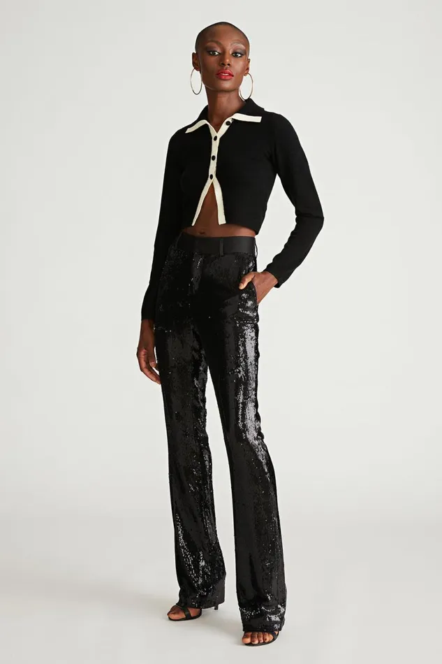 Bottoms Women Halston Davon Pant In Sequin Black
