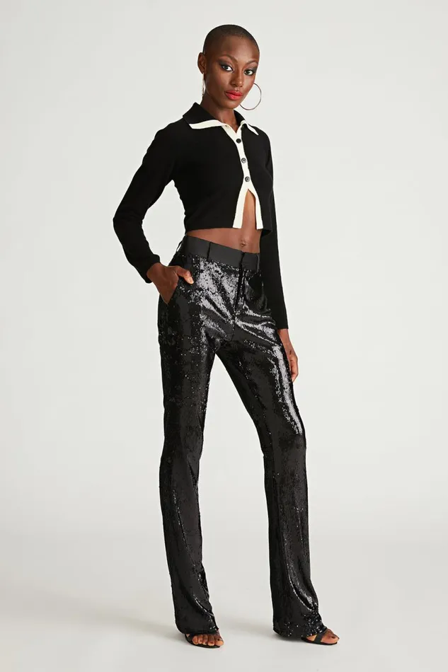 Bottoms Women Halston Davon Pant In Sequin Black