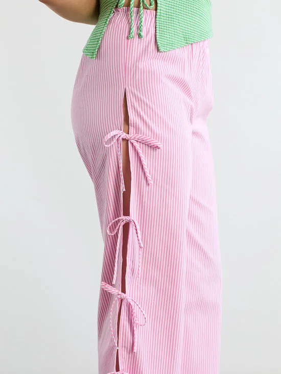 Bottoms Women Lisa Says Gah Evelyn Tie Pant Pink Stripe