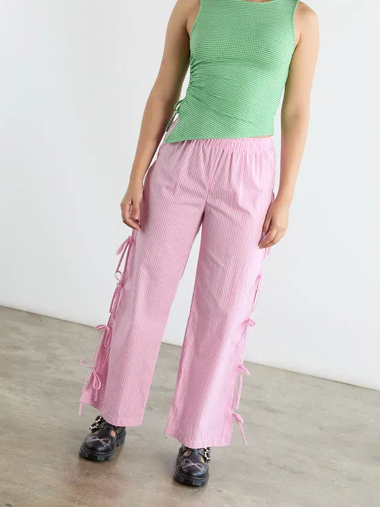 Bottoms Women Lisa Says Gah Evelyn Tie Pant Pink Stripe