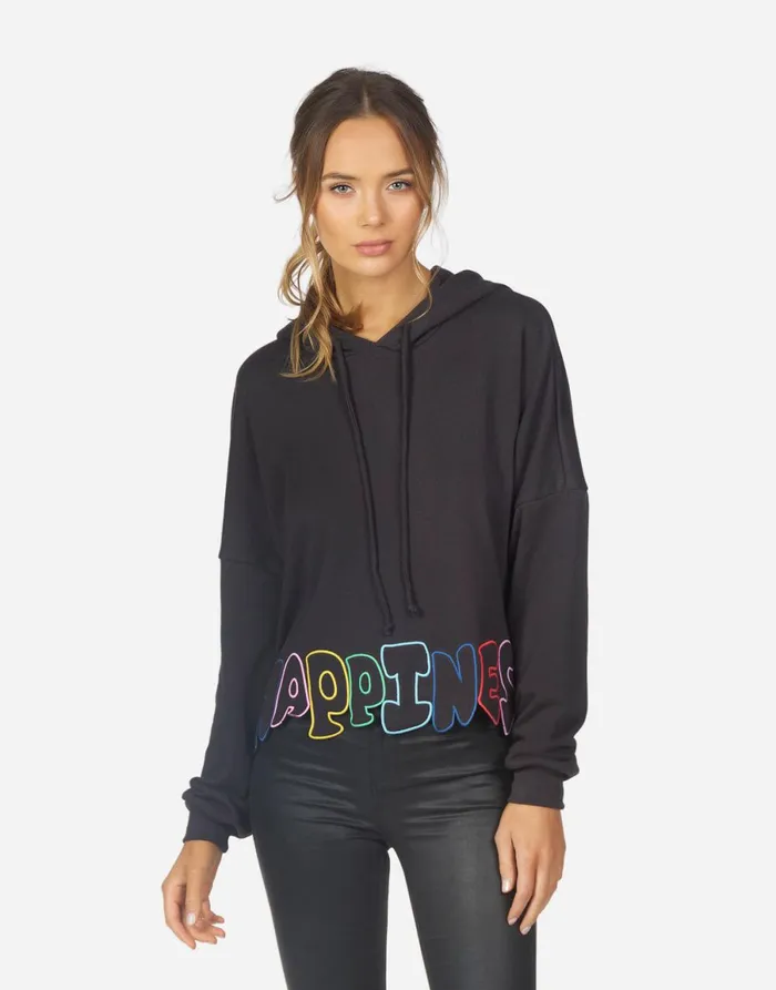 Cambry Happiness Embroidery Black Women039s Lauren Moshi Hoodies