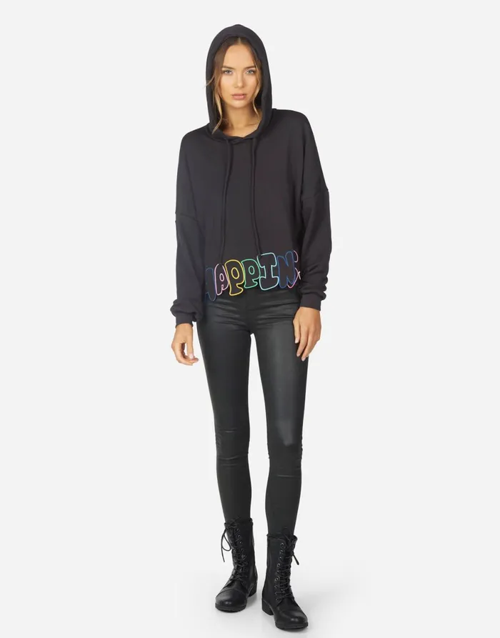 Cambry Happiness Embroidery Black Women039s Lauren Moshi Hoodies