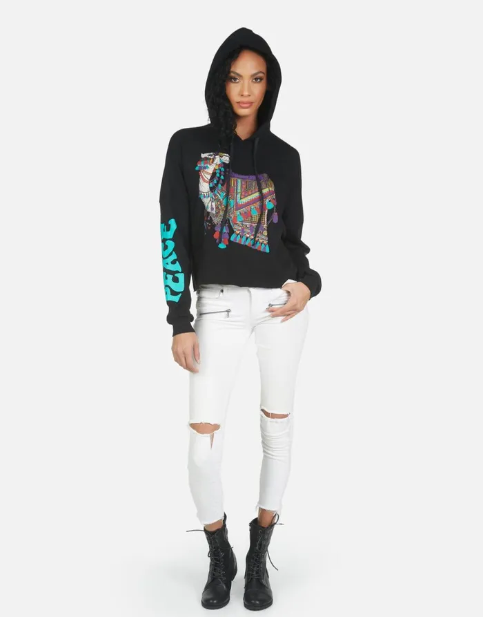 Cambry Peace Love Camel Black Women039s Lauren Moshi Hoodies