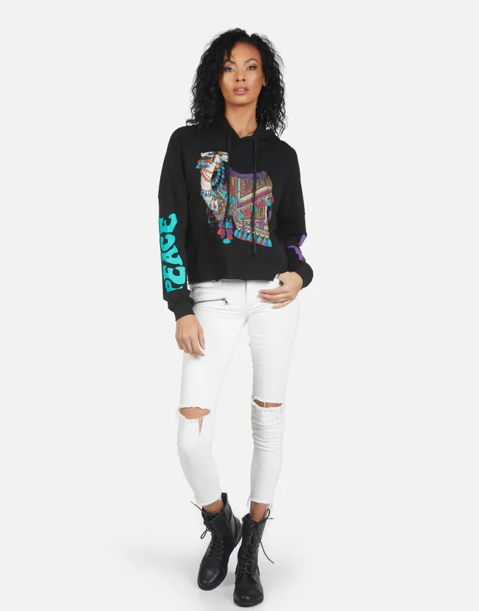 Cambry Peace Love Camel Black Women039s Lauren Moshi Hoodies