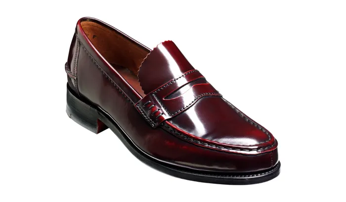Caruso 8211 Burgundy HiShine Men Barker Shoes Mens Loafers
