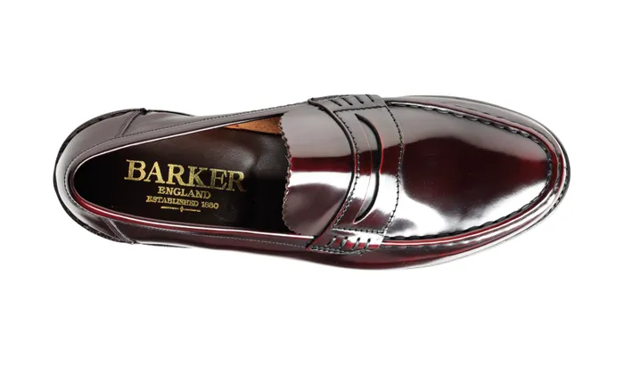 Caruso 8211 Burgundy HiShine Men Barker Shoes Mens Loafers
