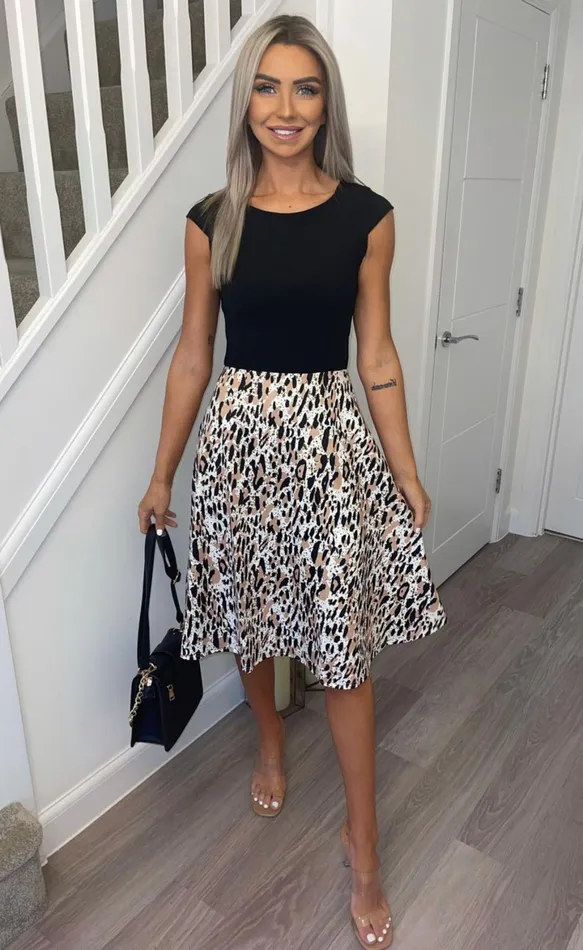 Catalina Leopard Flared Skater Dress Women Missfiga Skater Dresses