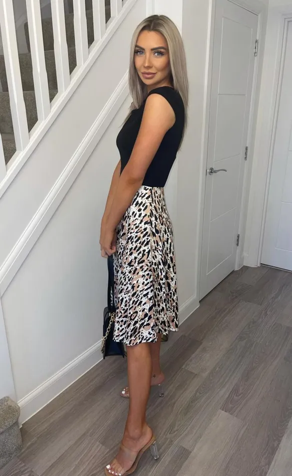 Catalina Leopard Flared Skater Dress Women Missfiga Skater Dresses