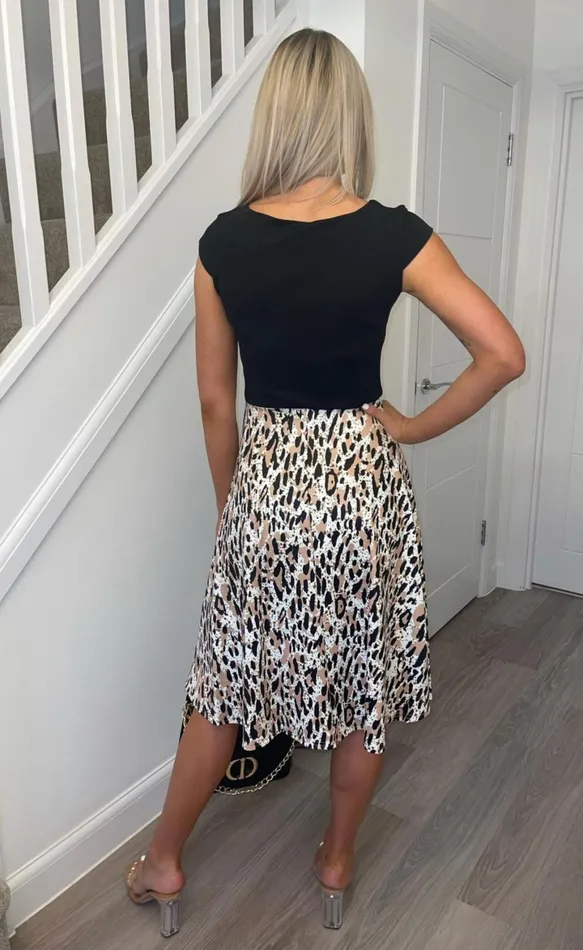 Catalina Leopard Flared Skater Dress Women Missfiga Skater Dresses