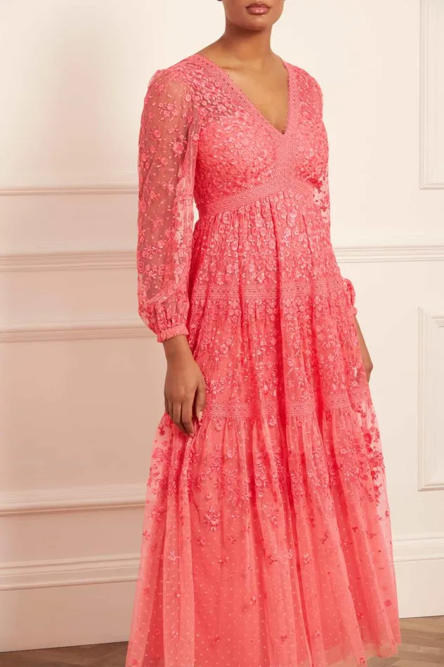 Celestia Ribbon Ankle Gown Pink Women Needle and Thread Dresses