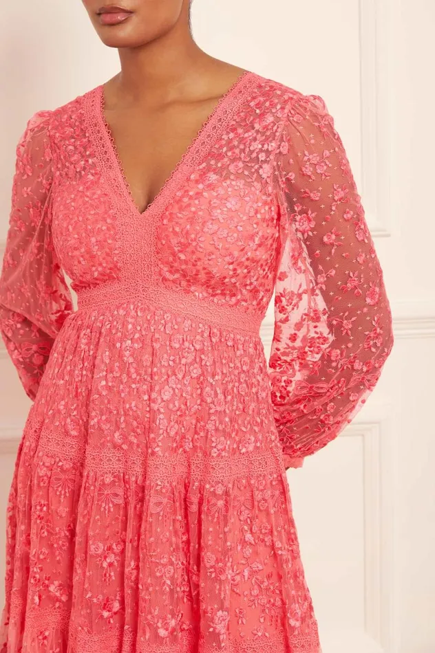 Celestia Ribbon Ankle Gown Pink Women Needle and Thread Dresses