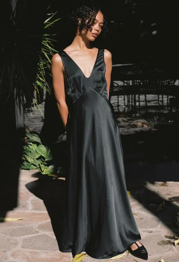 Ciao Lucia Evening Dresses Reine Black Satin Maxi Dress 8211 Women