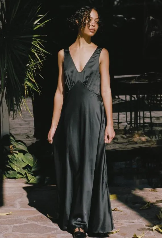 Ciao Lucia Evening Dresses Reine Black Satin Maxi Dress 8211 Women