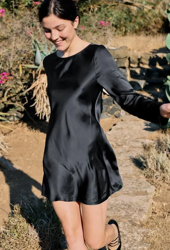Ciao Lucia Mini Dresses Patrice Black Satin Mini Dress 8211 Women
