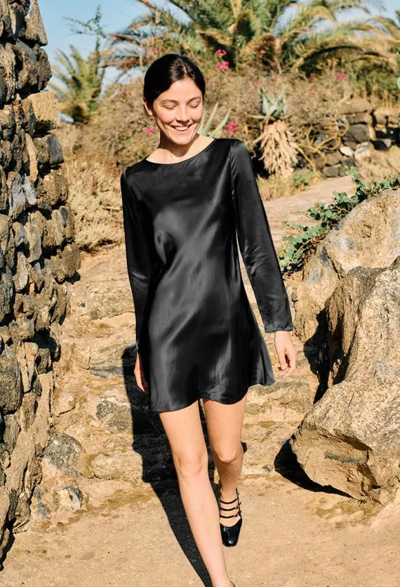 Ciao Lucia Mini Dresses Patrice Black Satin Mini Dress 8211 Women