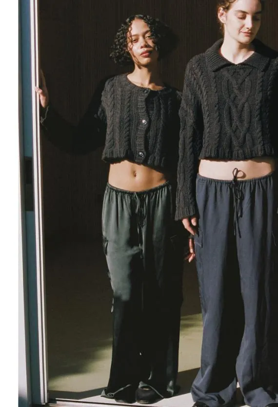 Ciao Lucia Pants Marceau Black Satin Cargo Pant 8211 Women