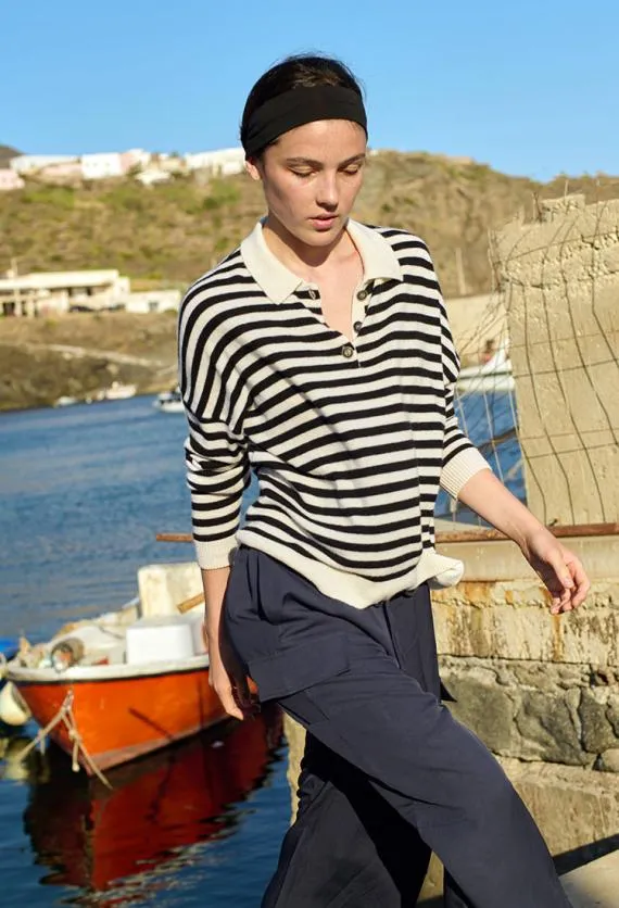 Ciao Lucia Polo Sweaters Gilma Cashmere Black And White Stripe Pullover 8211 Women