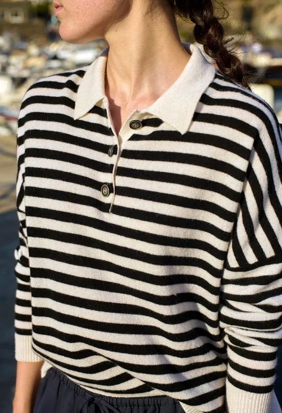 Ciao Lucia Polo Sweaters Gilma Cashmere Black And White Stripe Pullover 8211 Women