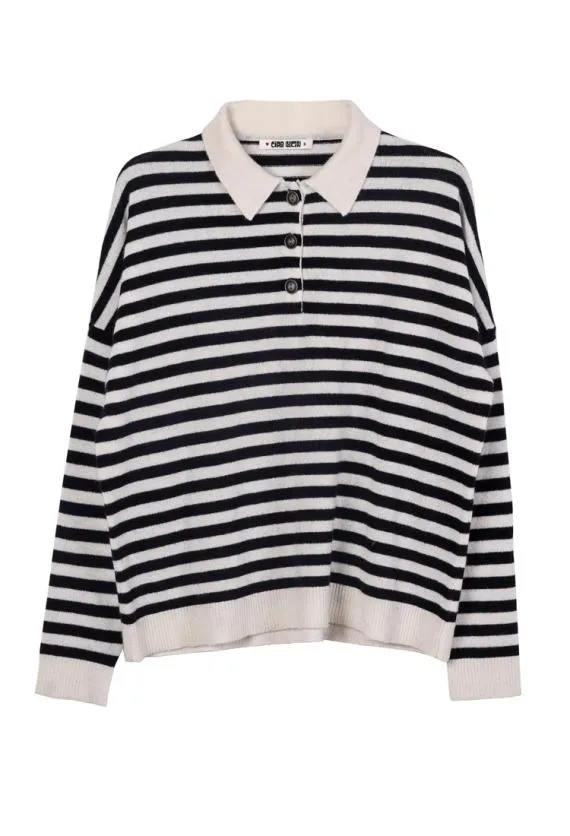 Ciao Lucia Polo Sweaters Gilma Cashmere Black And White Stripe Pullover 8211 Women