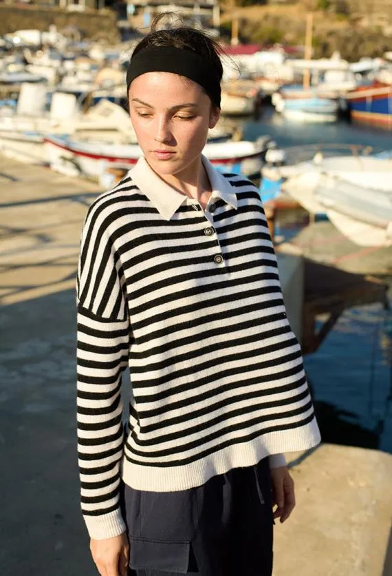 Ciao Lucia Polo Sweaters Gilma Cashmere Black And White Stripe Pullover 8211 Women