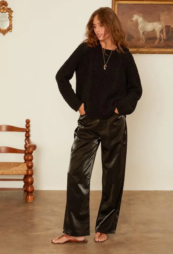 Ciao Lucia Pullovers Aubrey Black Cotton Collared Pullover PreOrder 8211 Women