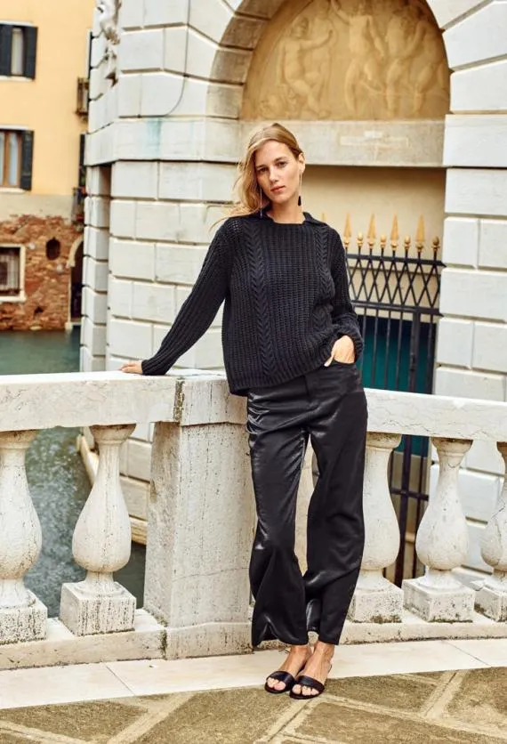 Ciao Lucia Pullovers Aubrey Black Cotton Collared Pullover PreOrder 8211 Women
