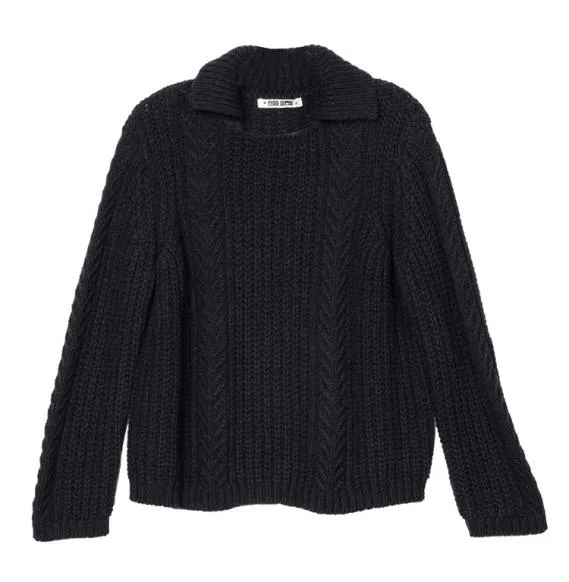 Ciao Lucia Pullovers Aubrey Black Cotton Collared Pullover PreOrder 8211 Women