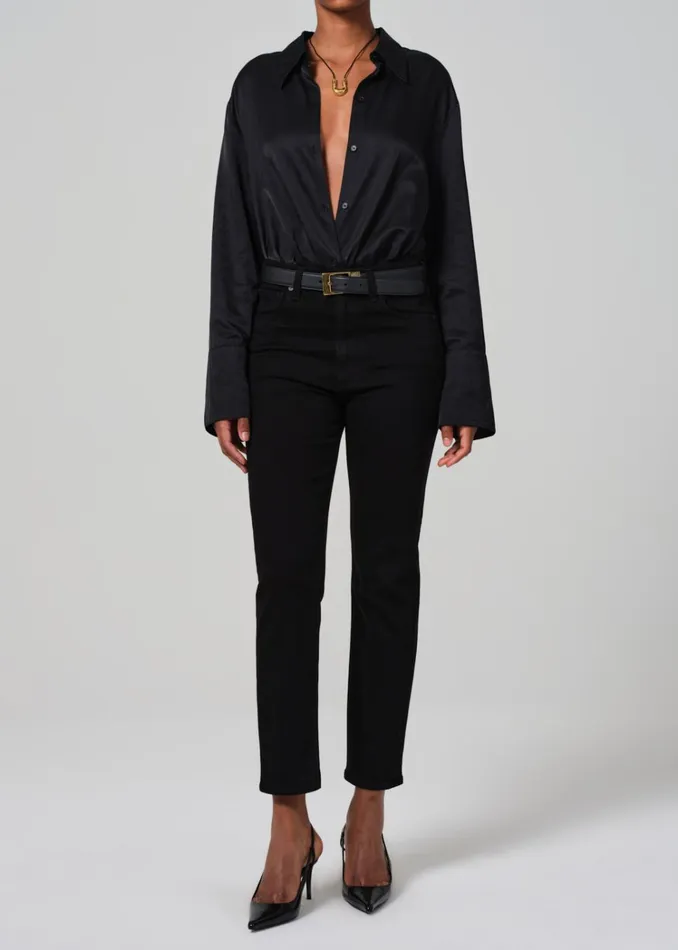 Citizens Of Humanity Caia Straight In Plush Black Women Jeans