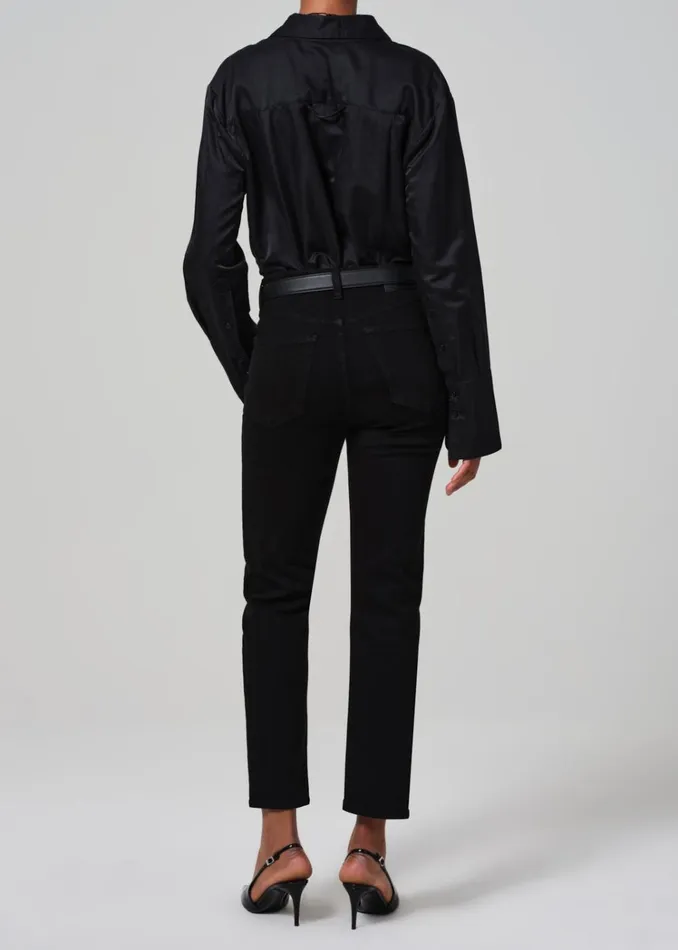 Citizens Of Humanity Caia Straight In Plush Black Women Jeans