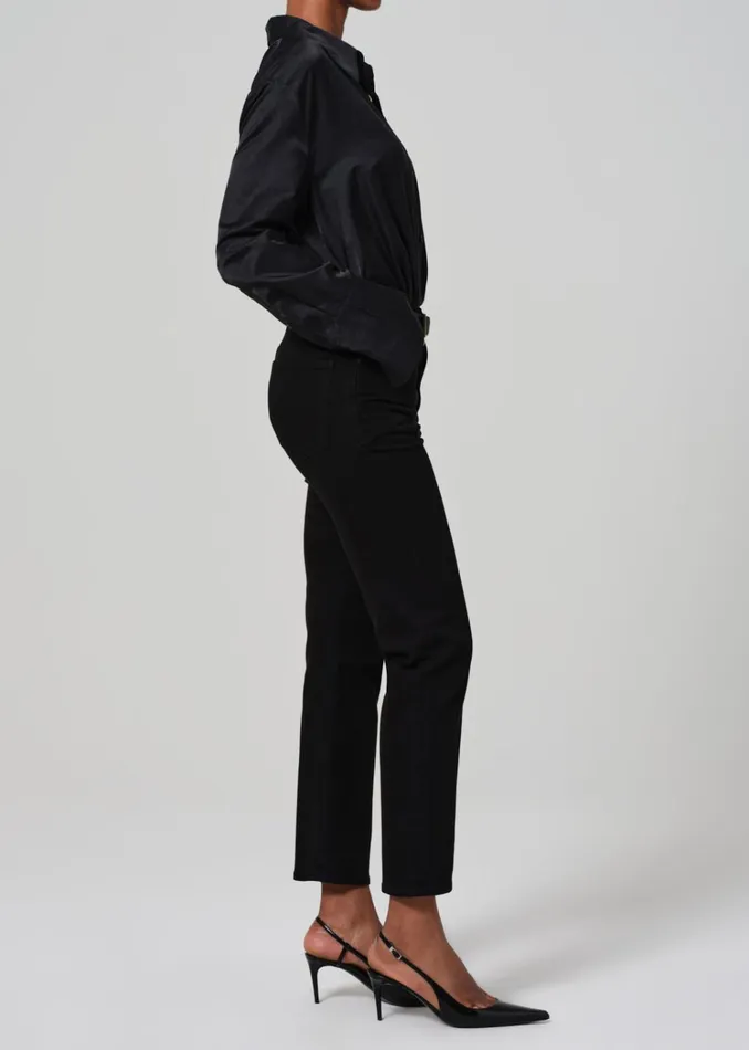 Citizens Of Humanity Caia Straight In Plush Black Women Jeans