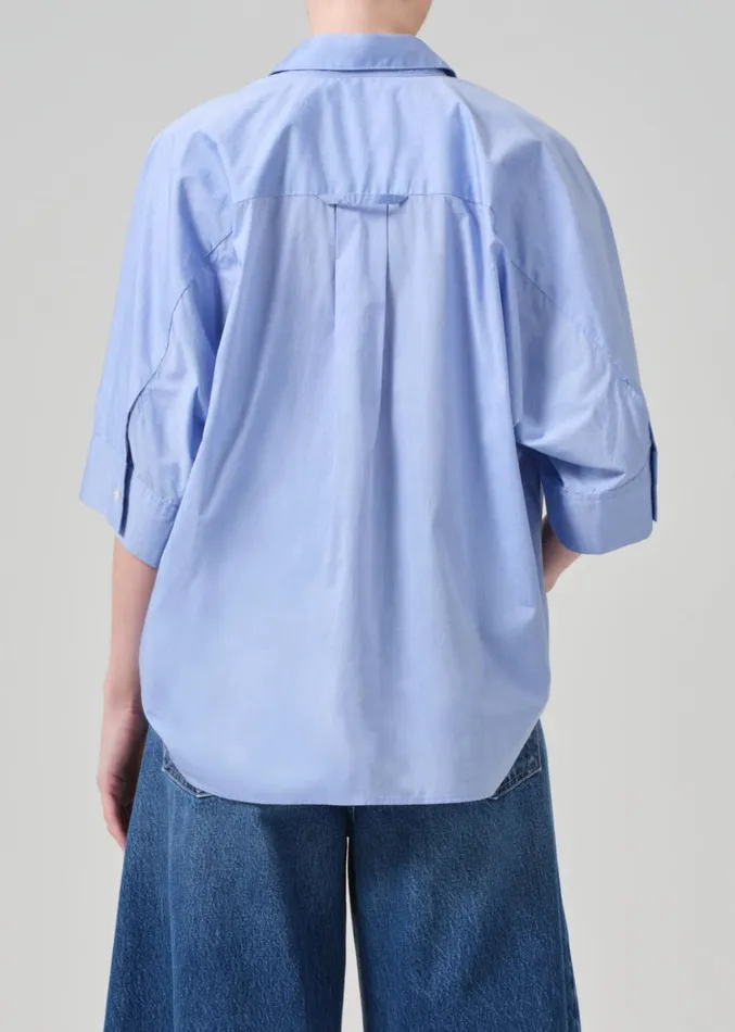 Citizens Of Humanity Claire Origami Shirt In Blue End On End Women Tops