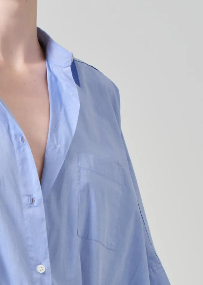 Citizens Of Humanity Claire Origami Shirt In Blue End On End Women Tops