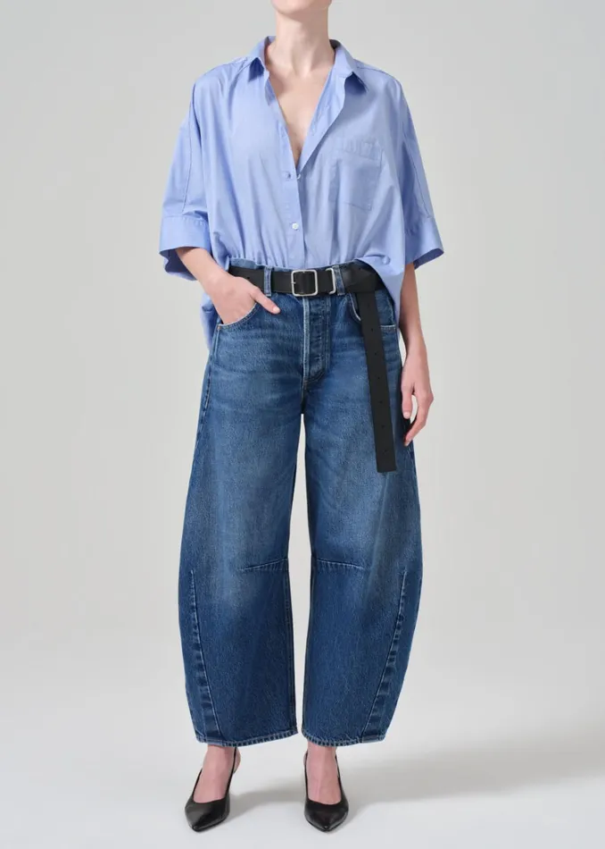 Citizens Of Humanity Claire Origami Shirt In Blue End On End Women Tops