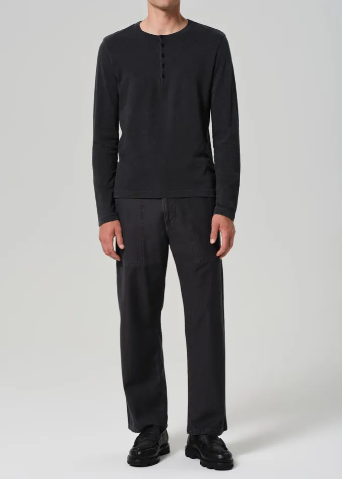 Citizens Of Humanity Classic Henley In Washed Black Men Shirts