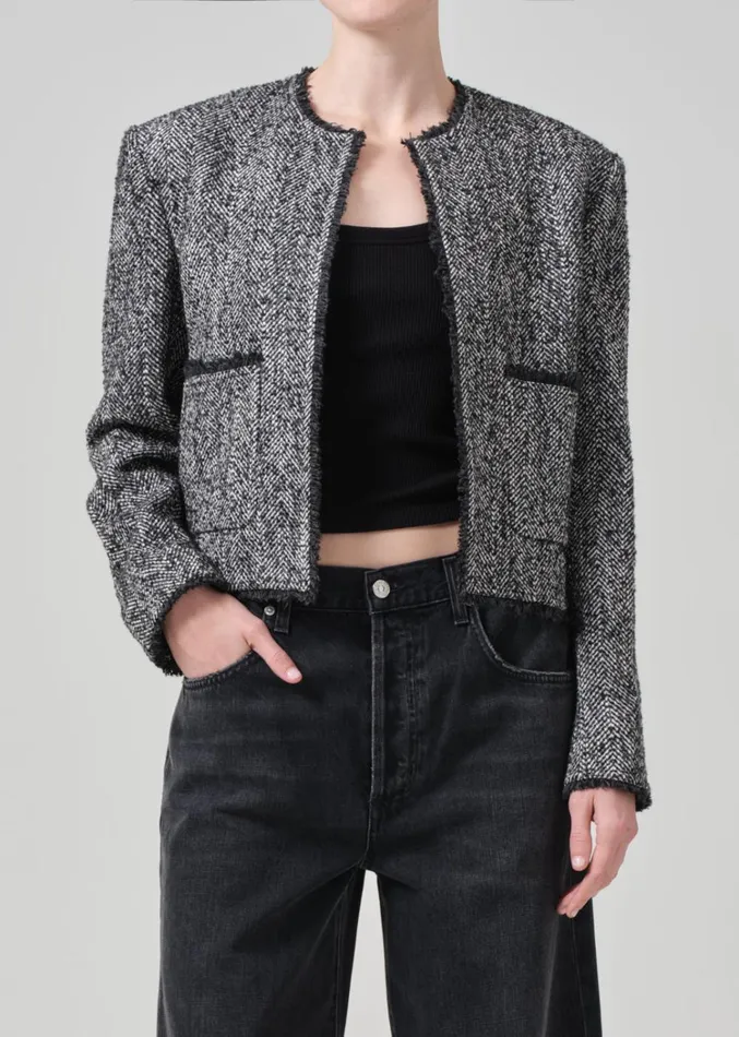 Citizens Of Humanity Elana Jacket In Salt And Pepper Women Jackets and Coats