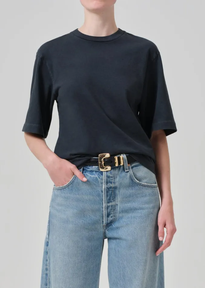 Citizens Of Humanity Goldie Tee In Washed Black Women Tops