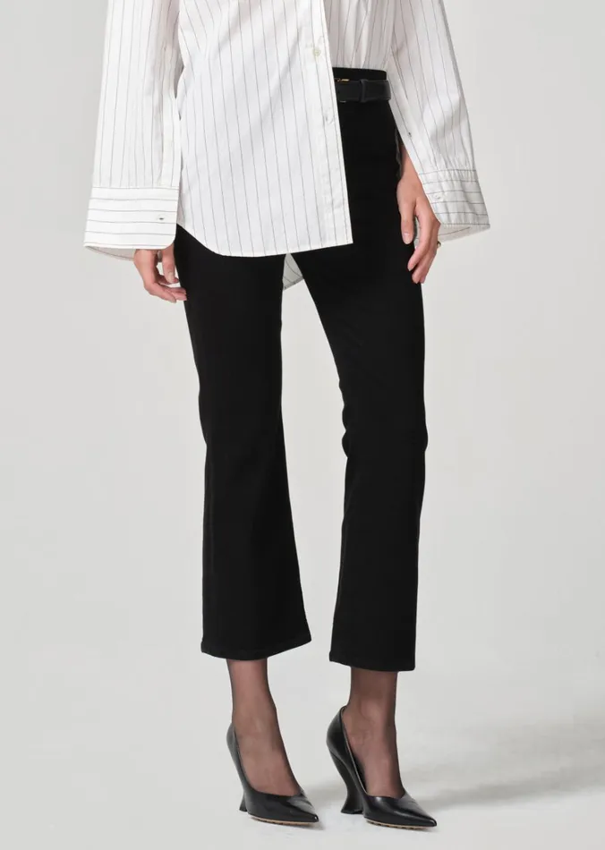 Citizens Of Humanity Isola Cropped Boot With Welt Pocket In Plush Black Women Jeans