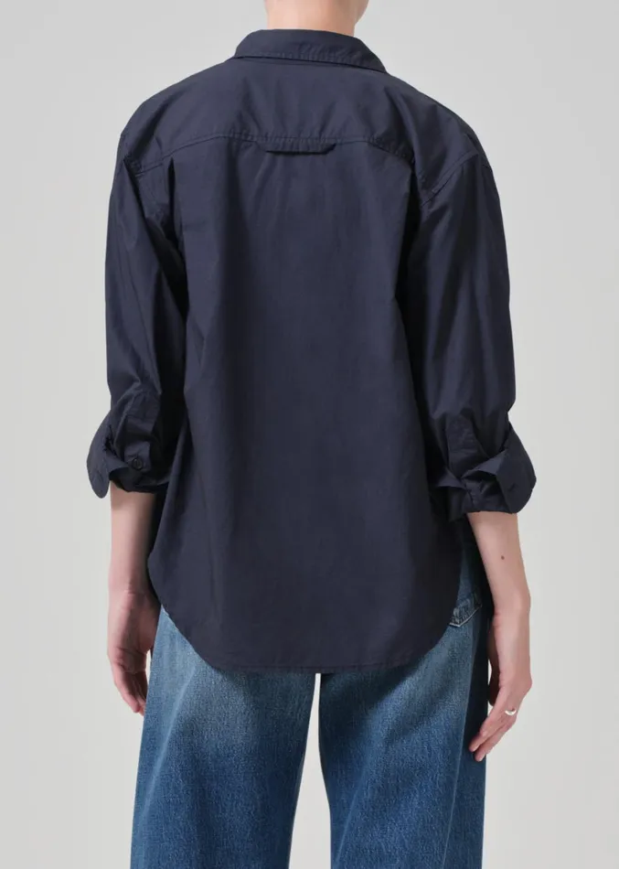 Citizens Of Humanity Kayla Shrunken Shirt In Navy Women Tops