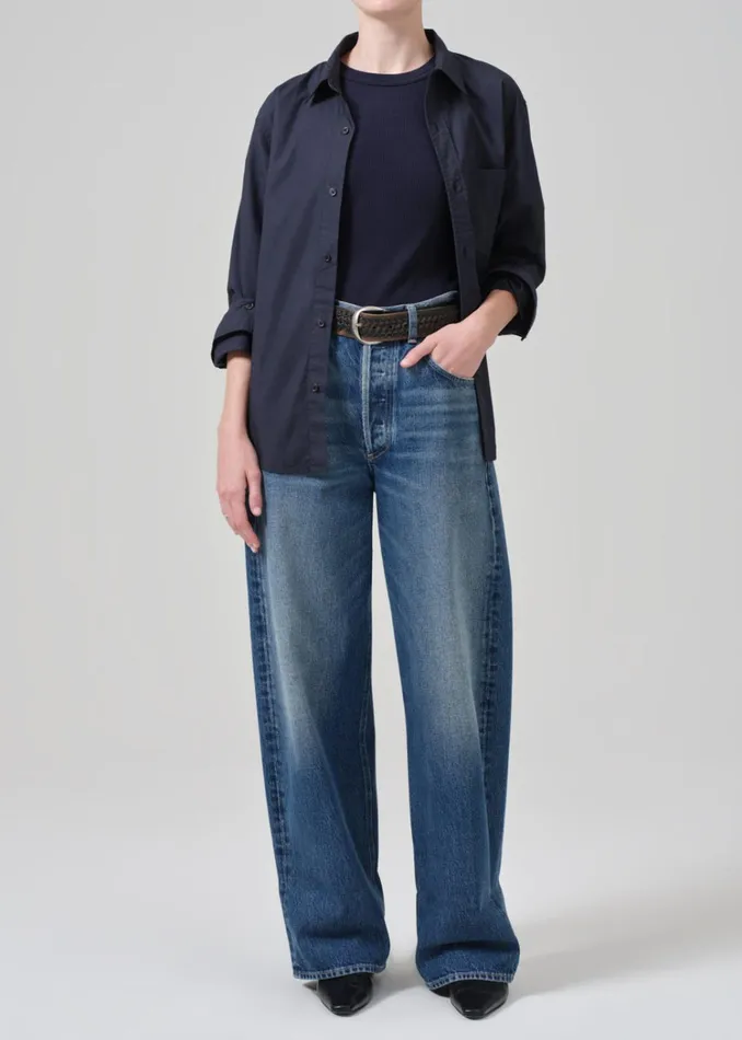 Citizens Of Humanity Kayla Shrunken Shirt In Navy Women Tops