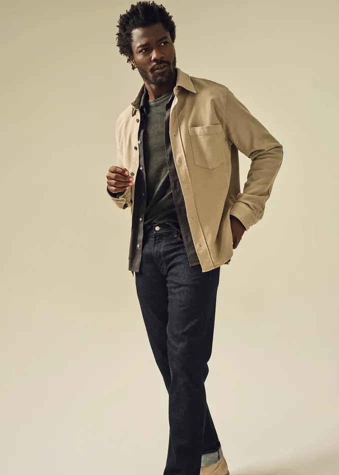 Citizens Of Humanity Luca Bucket Dye Shirt French Terry In Spring Moss Men Shirts