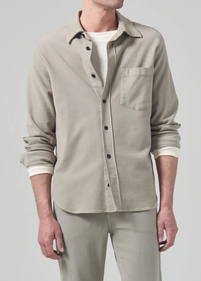 Citizens Of Humanity Luca Bucket Dye Shirt French Terry In Spring Moss Men Shirts