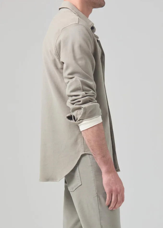 Citizens Of Humanity Luca Bucket Dye Shirt French Terry In Spring Moss Men Shirts