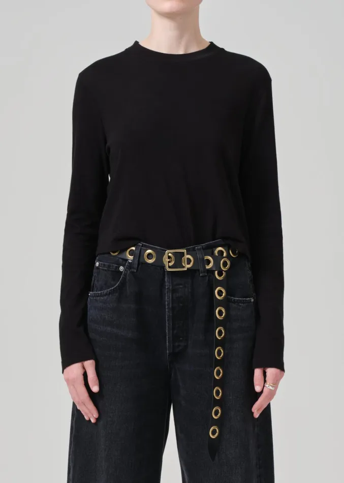Citizens Of Humanity Sabine Cropped Long Sleeve In Black Women Tops