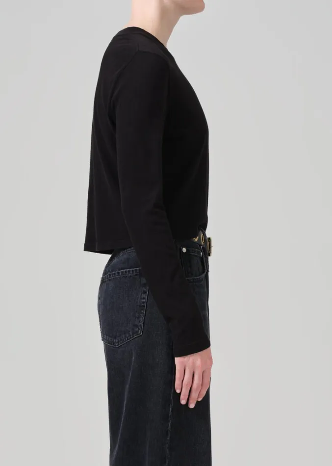 Citizens Of Humanity Sabine Cropped Long Sleeve In Black Women Tops