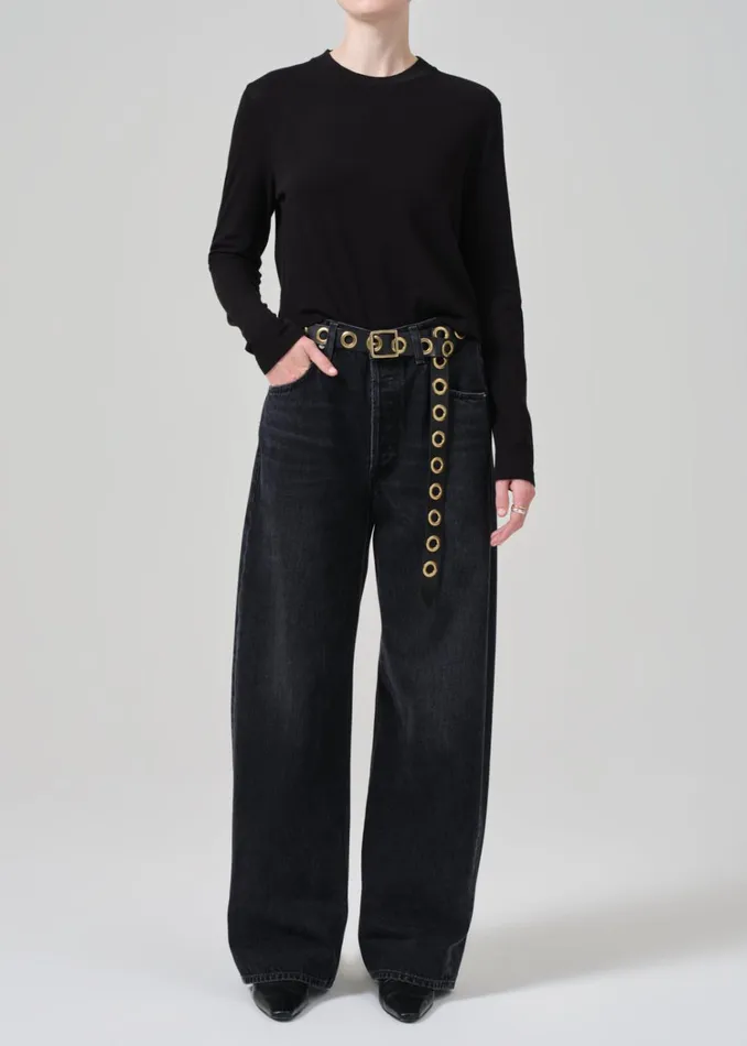 Citizens Of Humanity Sabine Cropped Long Sleeve In Black Women Tops